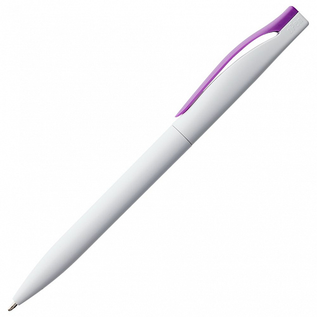 Ручка шариковая Pin, белая с фиолетовым с логотипом в Санкт-Петербурге заказать по выгодной цене в кибермаркете AvroraStore