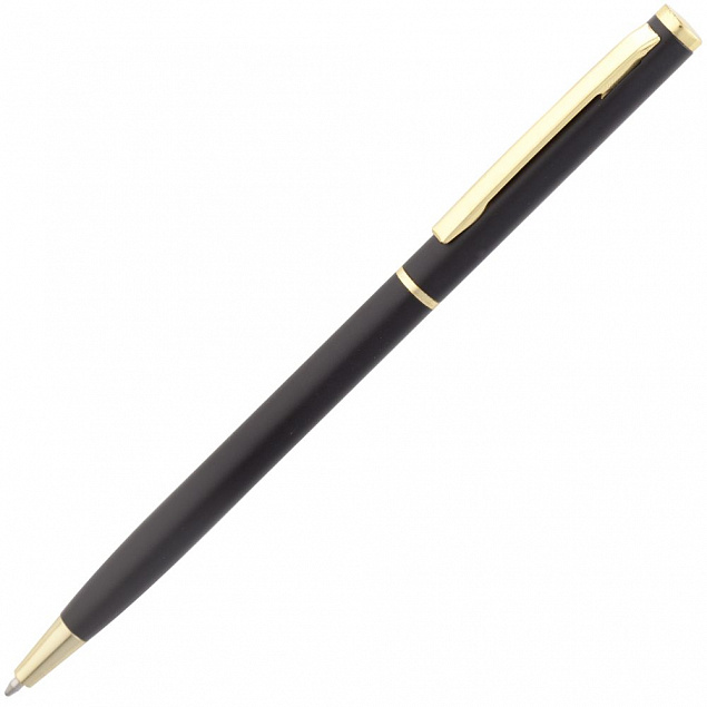 Ручка шариковая Hotel Gold, ver.2, черная с логотипом в Санкт-Петербурге заказать по выгодной цене в кибермаркете AvroraStore