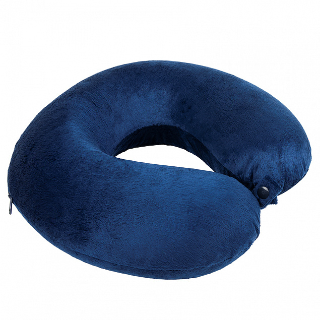 Подушка дорожная  "SOFT"; memory foam, микрофибра синий с логотипом в Санкт-Петербурге заказать по выгодной цене в кибермаркете AvroraStore