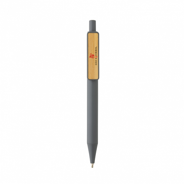 Ручка из переработанного ABS-пластика GRS с бамбуковым клипом с логотипом в Санкт-Петербурге заказать по выгодной цене в кибермаркете AvroraStore