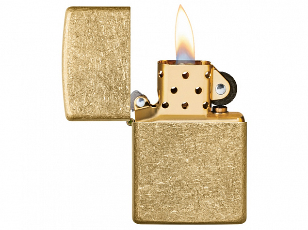 Зажигалка ZIPPO Classic с покрытием Tumbled Brass с логотипом в Санкт-Петербурге заказать по выгодной цене в кибермаркете AvroraStore