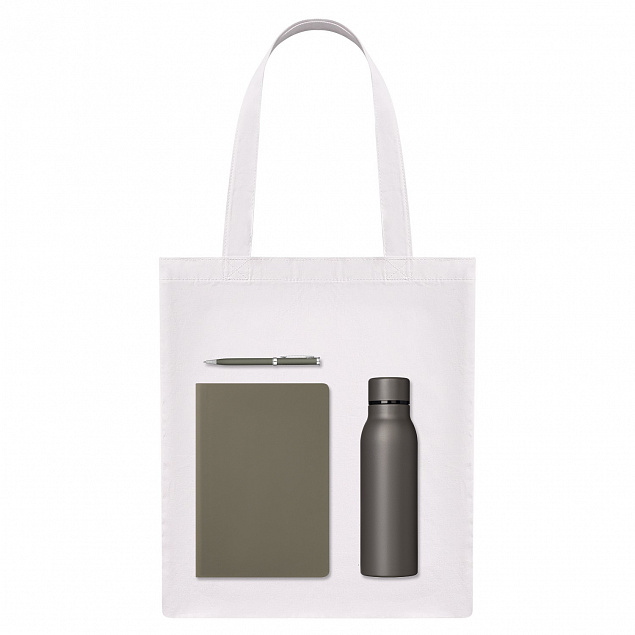 Подарочный набор Medium, серый (шоппер, ежедневник, ручка, термобутылка) с логотипом в Санкт-Петербурге заказать по выгодной цене в кибермаркете AvroraStore