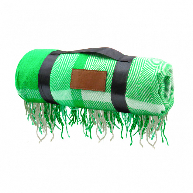 Плед акриловый Glama, зеленый с логотипом в Санкт-Петербурге заказать по выгодной цене в кибермаркете AvroraStore