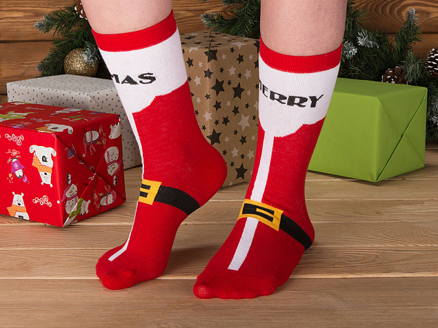 Набор носков с рождественской символикой в мешке мужские, 2 пары, красный с логотипом в Санкт-Петербурге заказать по выгодной цене в кибермаркете AvroraStore