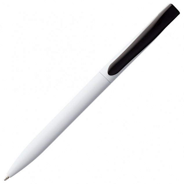 Ручка шариковая Pin, белая с черным с логотипом в Санкт-Петербурге заказать по выгодной цене в кибермаркете AvroraStore