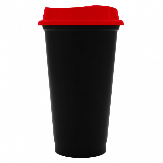 Стакан с крышкой Color Cap Black, черный с красным с логотипом в Санкт-Петербурге заказать по выгодной цене в кибермаркете AvroraStore