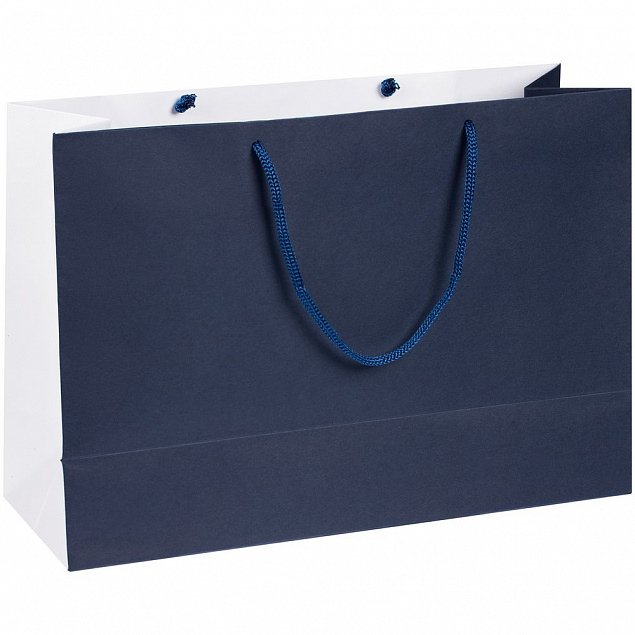 Пакет бумажный Bicolor, белый с синим с логотипом в Санкт-Петербурге заказать по выгодной цене в кибермаркете AvroraStore