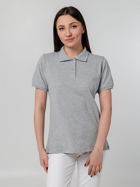 Рубашка поло женская Virma Stretch Lady, серый меланж с логотипом в Санкт-Петербурге заказать по выгодной цене в кибермаркете AvroraStore
