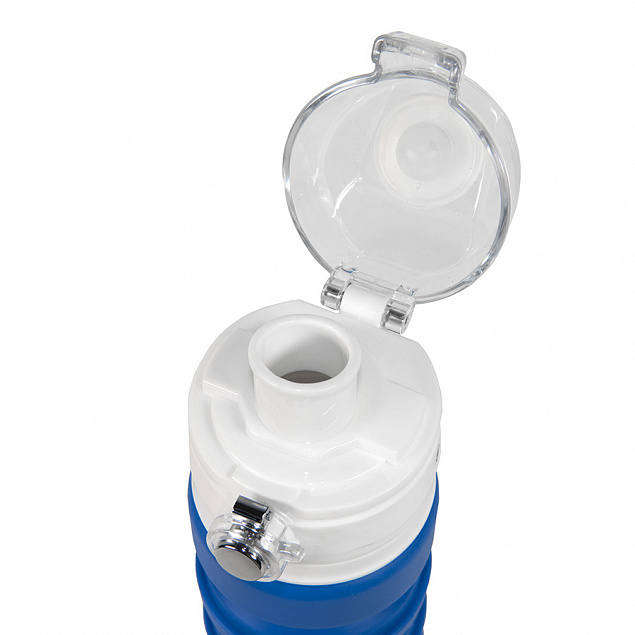 Бутылка для воды складная с карабином SPRING; синяя, 550/250 мл, силикон с логотипом в Санкт-Петербурге заказать по выгодной цене в кибермаркете AvroraStore