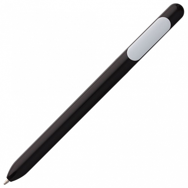 Ручка шариковая Slider, черная с белым с логотипом в Санкт-Петербурге заказать по выгодной цене в кибермаркете AvroraStore