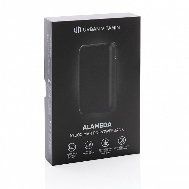 Внешний аккумулятор Urban Vitamin Alameda с быстрой зарядкой PD, 18 Вт, 10000 мАч с логотипом в Санкт-Петербурге заказать по выгодной цене в кибермаркете AvroraStore