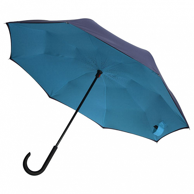 Зонт наоборот Style, трость, сине-голубой с логотипом в Санкт-Петербурге заказать по выгодной цене в кибермаркете AvroraStore