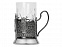 Подстаканник с хрустальным стаканом и ложкой Нефтяной, серебристый/прозрачный с логотипом в Санкт-Петербурге заказать по выгодной цене в кибермаркете AvroraStore