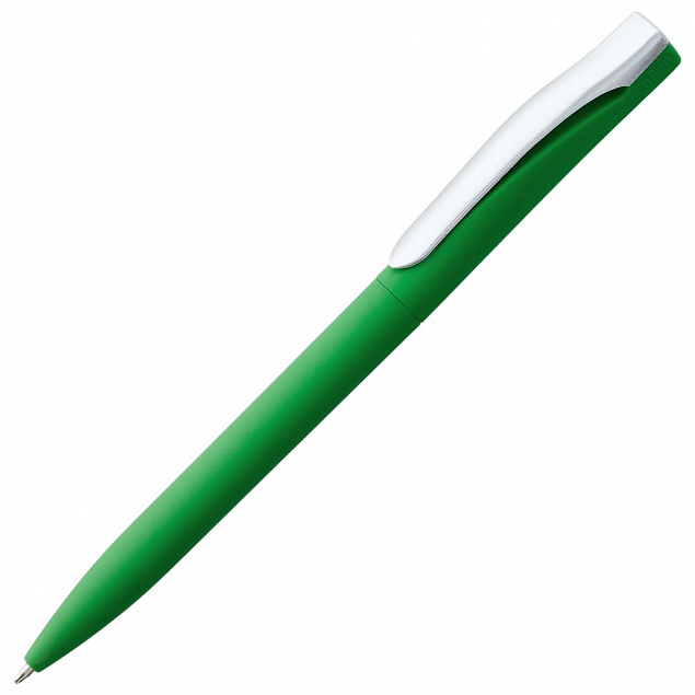 Ручка шариковая Pin Soft Touch, зеленая с логотипом в Санкт-Петербурге заказать по выгодной цене в кибермаркете AvroraStore