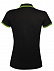 Рубашка поло женская PASADENA WOMEN 200 с контрастной отделкой, черная с зеленым с логотипом в Санкт-Петербурге заказать по выгодной цене в кибермаркете AvroraStore