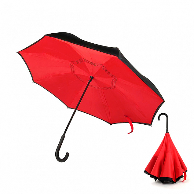 Зонт-трость механический  Chaplin, черно-красный-S с логотипом в Санкт-Петербурге заказать по выгодной цене в кибермаркете AvroraStore