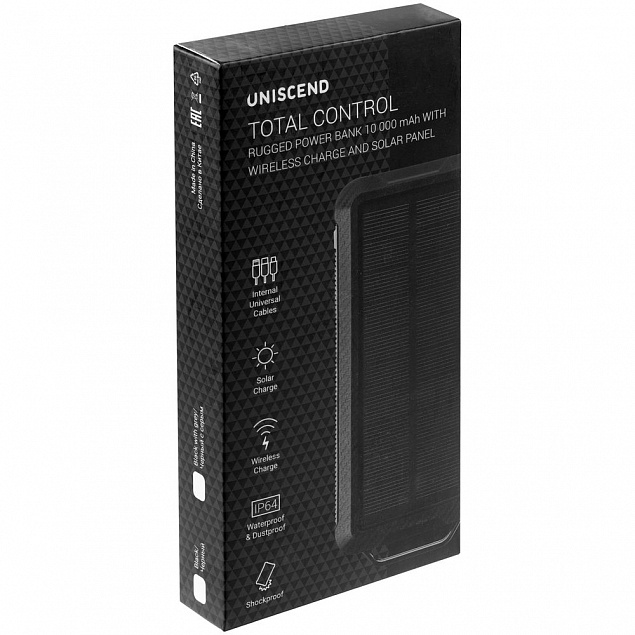 Аккумулятор защищенный Total Control 10000 мАч, черный с логотипом в Санкт-Петербурге заказать по выгодной цене в кибермаркете AvroraStore