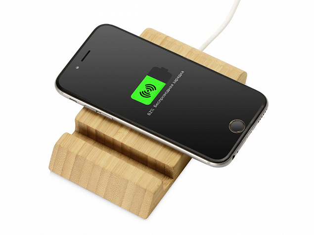 Беспроводное зарядное устройство из бамбука «Jetty», 10 Вт с логотипом в Санкт-Петербурге заказать по выгодной цене в кибермаркете AvroraStore