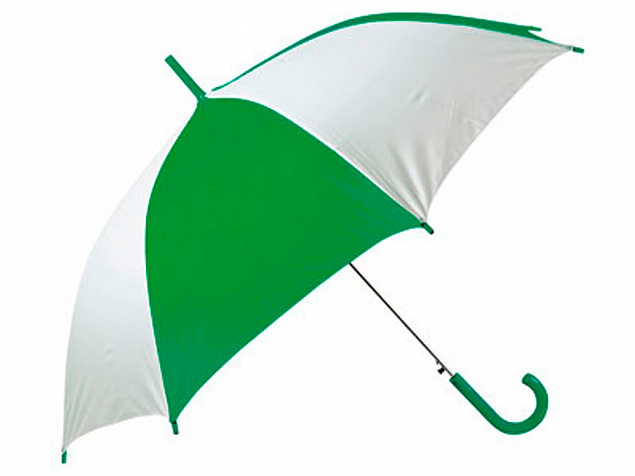 Зонт-трость Тилос, зеленый/белый с логотипом в Санкт-Петербурге заказать по выгодной цене в кибермаркете AvroraStore