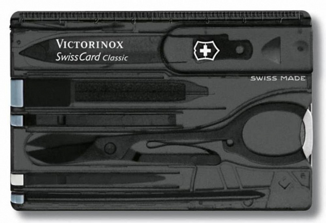 Набор инструментов SwissCard, полупрозрачный черный с логотипом в Санкт-Петербурге заказать по выгодной цене в кибермаркете AvroraStore