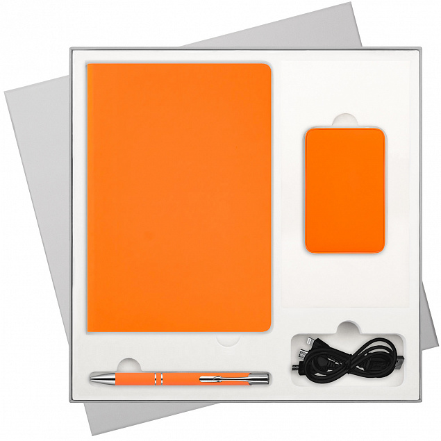 Подарочный набор Spark, оранжевый (ежедневник, ручка, аккумулятор) с логотипом в Санкт-Петербурге заказать по выгодной цене в кибермаркете AvroraStore