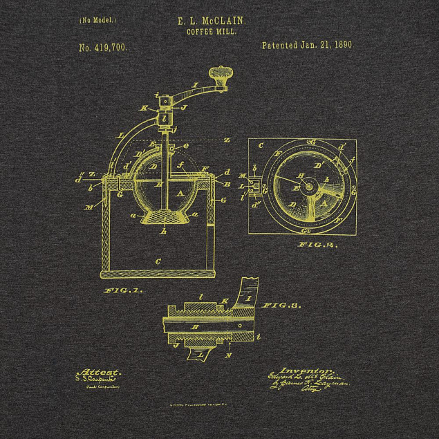 Футболка приталенная Old Patents. Coffee Mill, черный меланж с логотипом в Санкт-Петербурге заказать по выгодной цене в кибермаркете AvroraStore