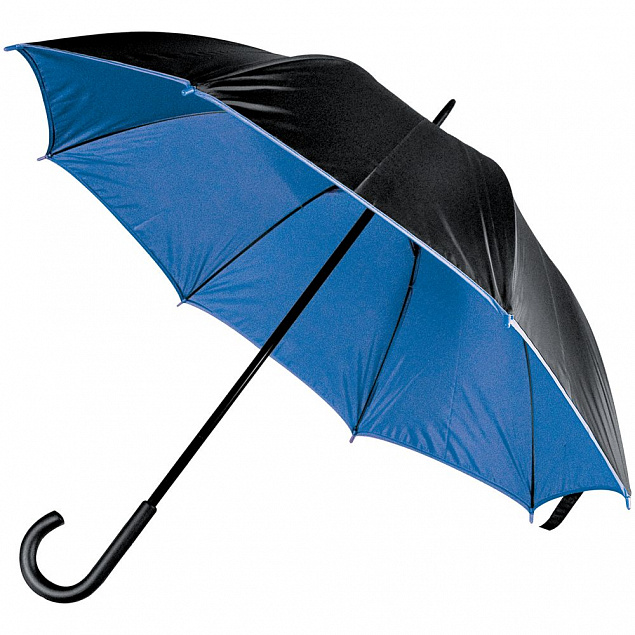 Зонт-трость Downtown, черный с синим с логотипом в Санкт-Петербурге заказать по выгодной цене в кибермаркете AvroraStore