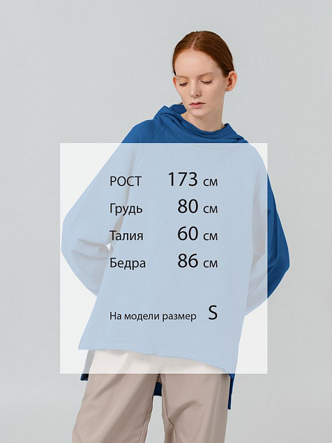 Худи Vozduh, синее с логотипом в Санкт-Петербурге заказать по выгодной цене в кибермаркете AvroraStore