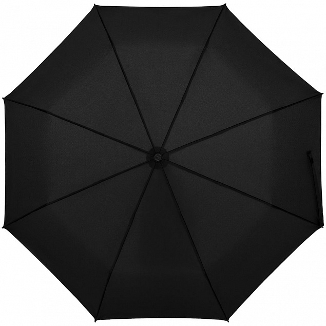 Зонт складной Clevis с ручкой-карабином, черный с логотипом в Санкт-Петербурге заказать по выгодной цене в кибермаркете AvroraStore