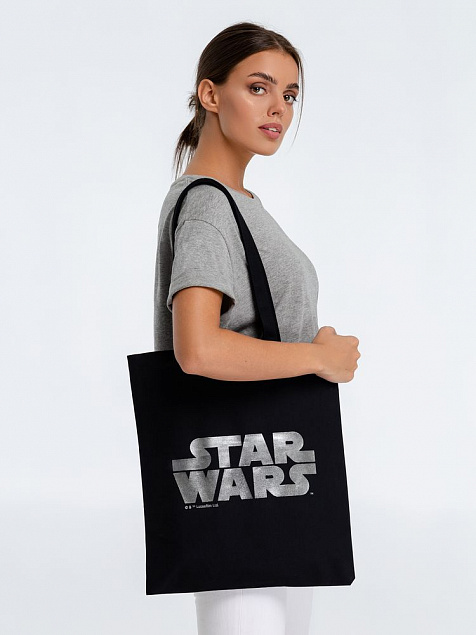 Холщовая сумка Star Wars Silver, черная с логотипом в Санкт-Петербурге заказать по выгодной цене в кибермаркете AvroraStore