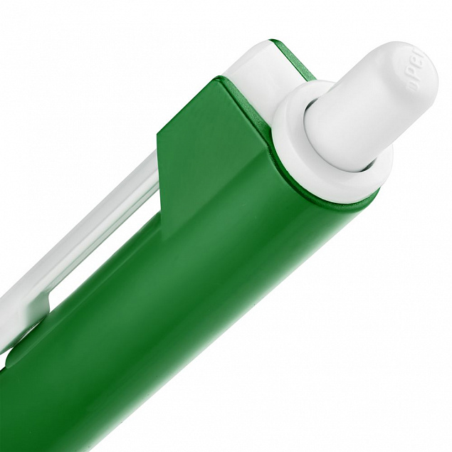 Ручка шариковая Hint Special, белая с зеленым с логотипом в Санкт-Петербурге заказать по выгодной цене в кибермаркете AvroraStore