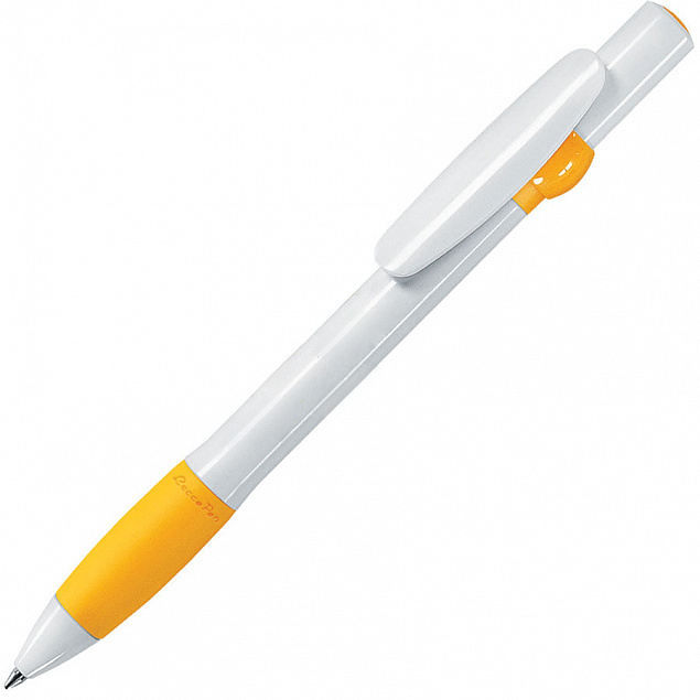 ALLEGRA, ручка шариковая, желтый/белый, пластик с логотипом в Санкт-Петербурге заказать по выгодной цене в кибермаркете AvroraStore