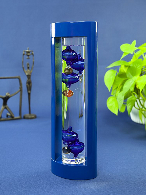 Термометр «Галилео» в деревянном корпусе, синий с логотипом в Санкт-Петербурге заказать по выгодной цене в кибермаркете AvroraStore