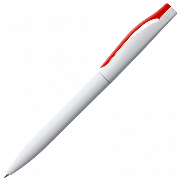 Ручка шариковая Pin, белая с красным с логотипом в Санкт-Петербурге заказать по выгодной цене в кибермаркете AvroraStore
