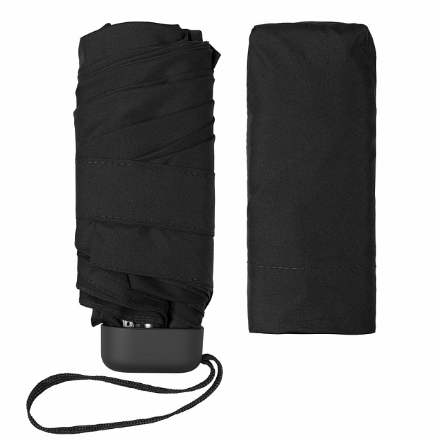 Зонт складной Five, черный с логотипом в Санкт-Петербурге заказать по выгодной цене в кибермаркете AvroraStore
