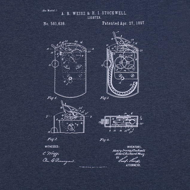 Футболка приталенная Old Patents. Lighter, синий меланж с логотипом в Санкт-Петербурге заказать по выгодной цене в кибермаркете AvroraStore