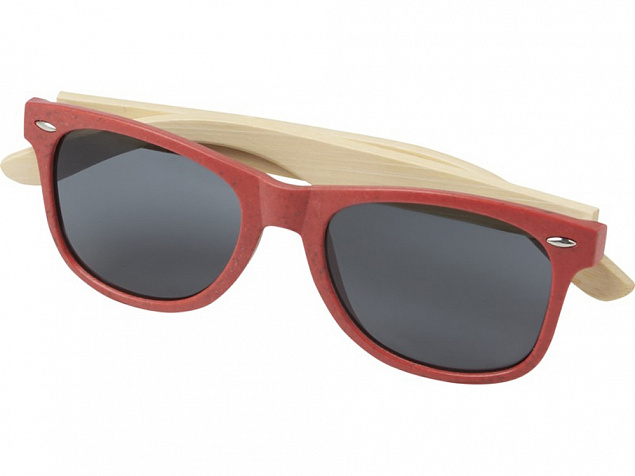 Sun Ray очки с бамбуковой оправой, красный с логотипом в Санкт-Петербурге заказать по выгодной цене в кибермаркете AvroraStore