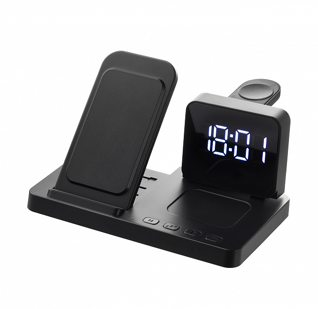 Настольные часы 4в1 с беспроводной зарядкой 15W, Magnum с логотипом в Санкт-Петербурге заказать по выгодной цене в кибермаркете AvroraStore