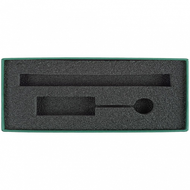 Коробка Notes с ложементом для ручки и флешки, зеленая с логотипом в Санкт-Петербурге заказать по выгодной цене в кибермаркете AvroraStore