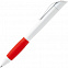 Ручка шариковая Grip, белая с красным с логотипом в Санкт-Петербурге заказать по выгодной цене в кибермаркете AvroraStore