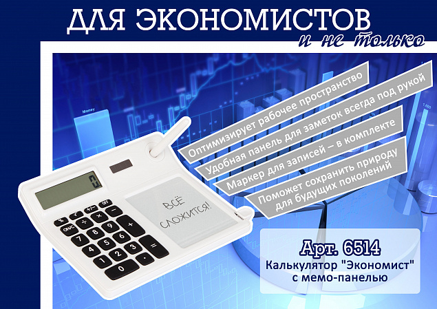 Калькулятор "Экономист"с мемо-панелью с логотипом в Санкт-Петербурге заказать по выгодной цене в кибермаркете AvroraStore