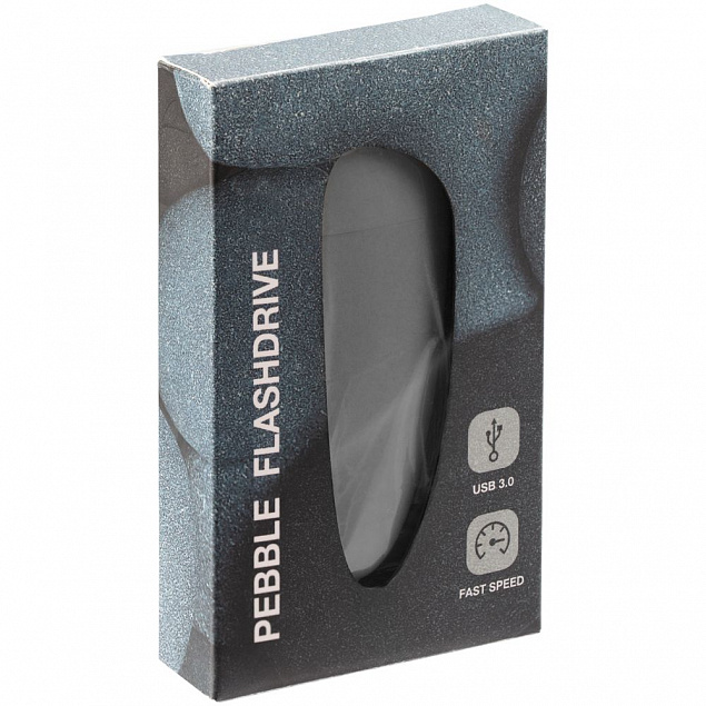 Флешка Pebble, серая, USB 3.0, 16 Гб с логотипом в Санкт-Петербурге заказать по выгодной цене в кибермаркете AvroraStore