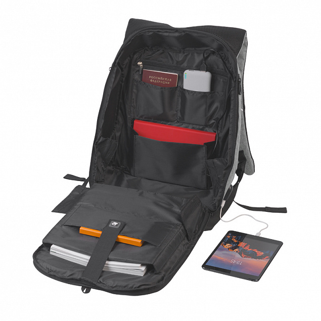 Рюкзак "Holiday" с USB разъемом и защитой от кражи с логотипом в Санкт-Петербурге заказать по выгодной цене в кибермаркете AvroraStore