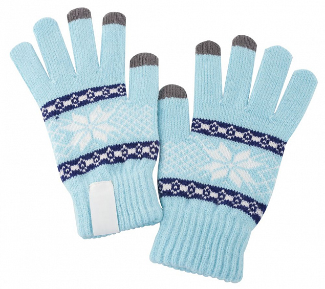 Сенсорные перчатки Snowflake, голубые с логотипом в Санкт-Петербурге заказать по выгодной цене в кибермаркете AvroraStore