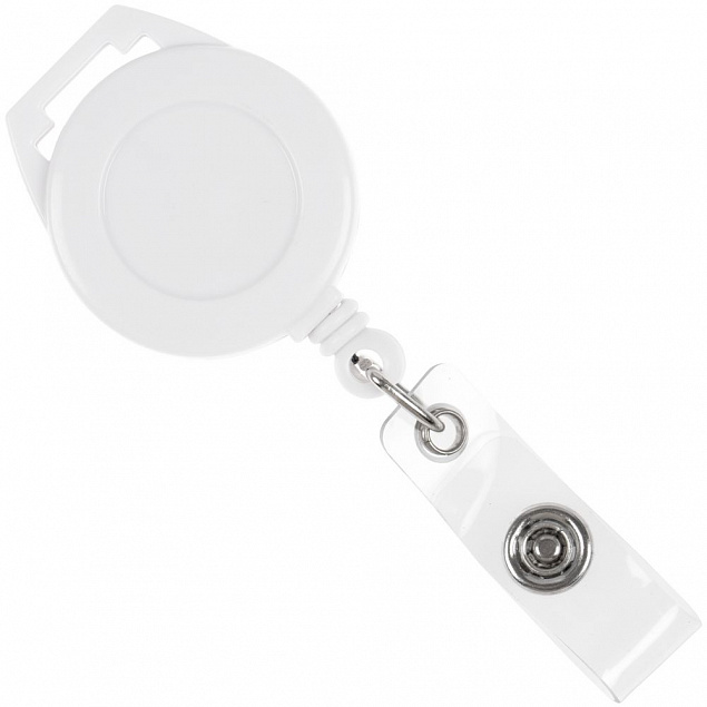 Ретрактор Attach с ушком для ленты ver.2, белый с логотипом в Санкт-Петербурге заказать по выгодной цене в кибермаркете AvroraStore