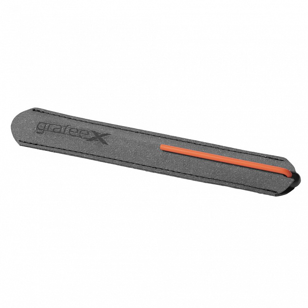 Шариковая ручка GrafeeX в чехле, черная с оранжевым с логотипом в Санкт-Петербурге заказать по выгодной цене в кибермаркете AvroraStore