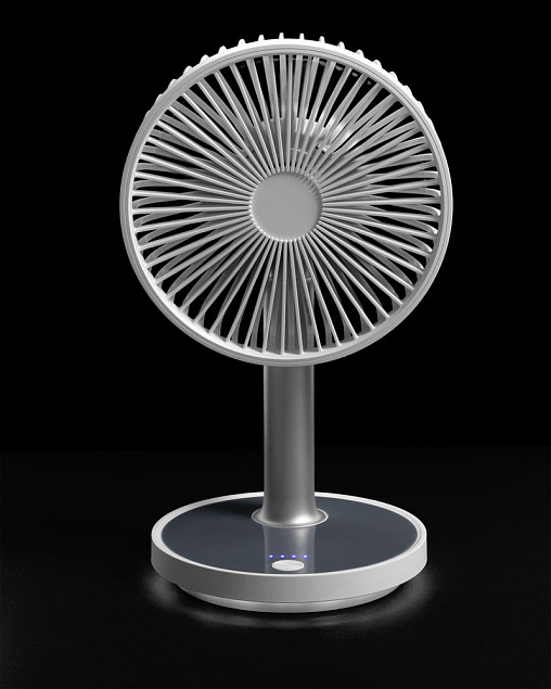 Настольный беспроводной вентилятор с подсветкой inBreeze, белый c серым с логотипом в Санкт-Петербурге заказать по выгодной цене в кибермаркете AvroraStore