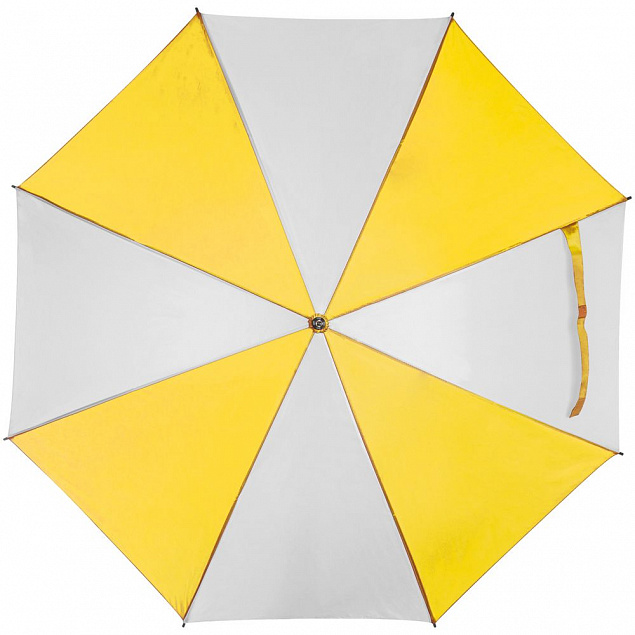 Зонт-трость Milkshake, белый с желтым с логотипом в Санкт-Петербурге заказать по выгодной цене в кибермаркете AvroraStore