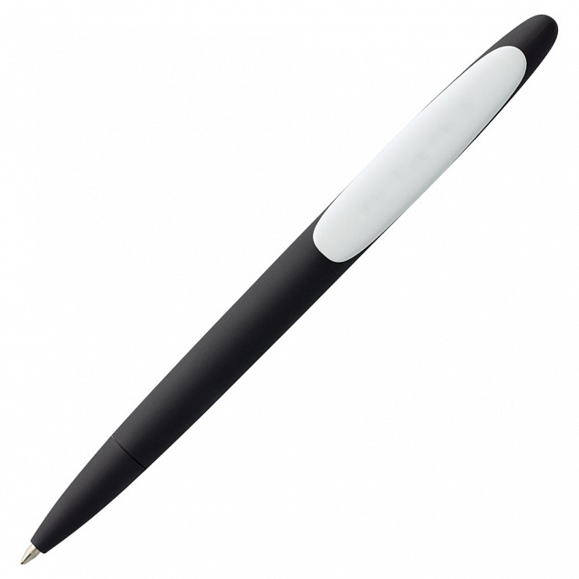 Ручка шариковая Prodir DS5 TRR-P Soft Touch, черная с белым с логотипом в Санкт-Петербурге заказать по выгодной цене в кибермаркете AvroraStore