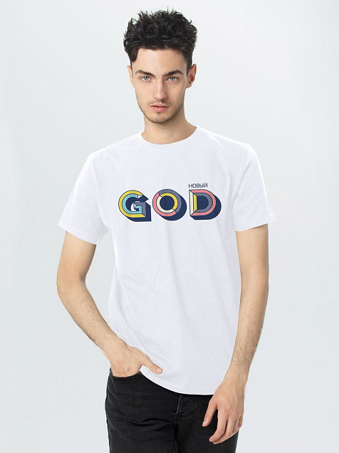 Футболка мужская «Новый GOD», белая с логотипом в Санкт-Петербурге заказать по выгодной цене в кибермаркете AvroraStore